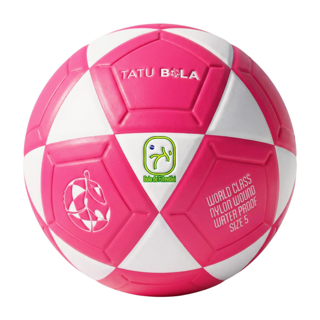 Pink and white TATU BOLA footvolley ball